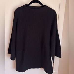 Ann Taylor Factory Black Ribbed Knit Sweater Top Size M Oversized Relaxed Fit